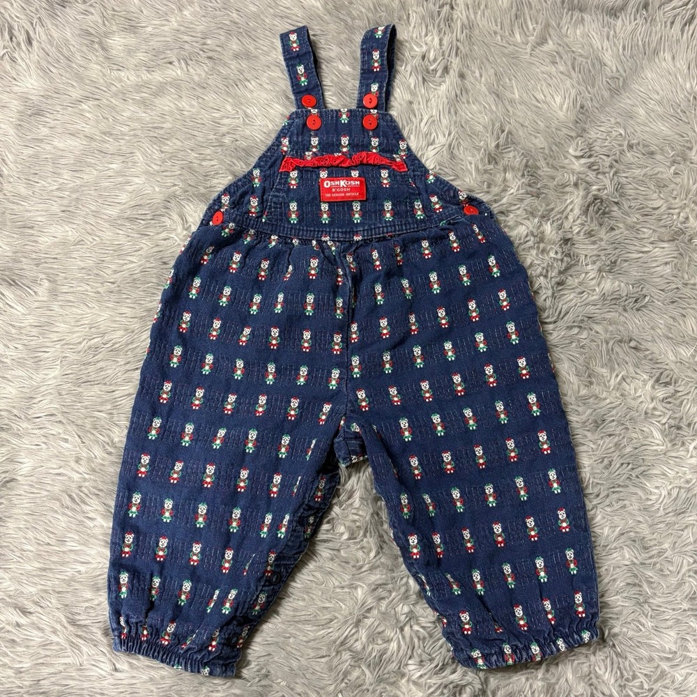 Vintage 1990's Oshkosh B'Gosh Christmas Bear
Themed Overalls Toddler Girls 2T
